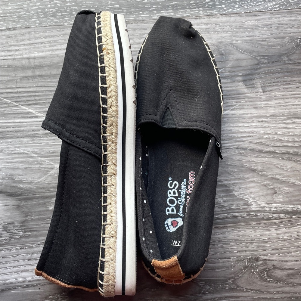 Bobs From Skechers Breeze Memory Foam Plus Espadrille Sneakers Women 7 Black - Picture 6 of 9